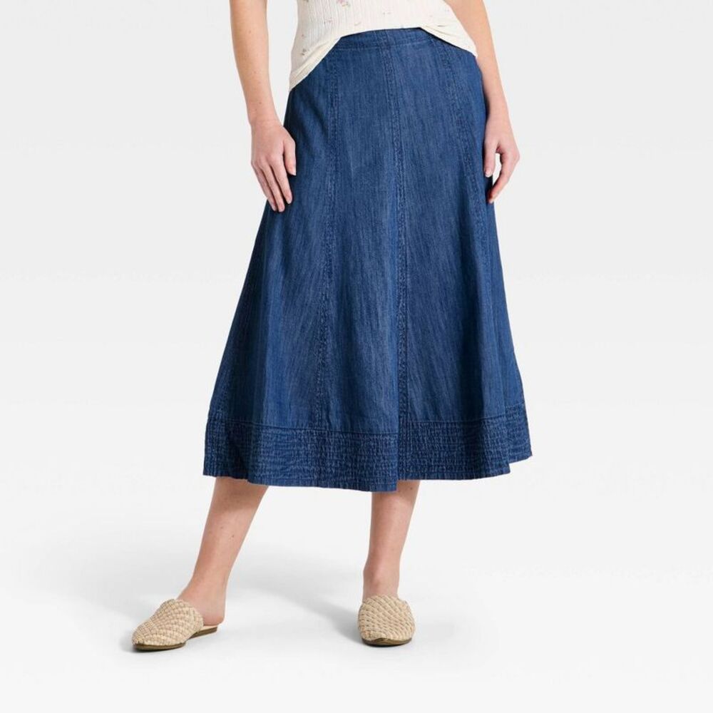 Women's Chambray Midi Skirt - Universal Thread Blue XS